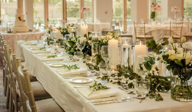 Wedding Table Setting in Ballroom at Osprey Hotel